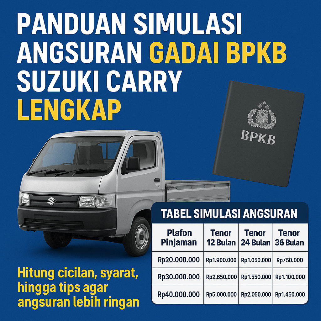 Cara Hitung Angsuran Kredit Jaminan BPKB Suzuki Carry dengan Simulasi Tabel