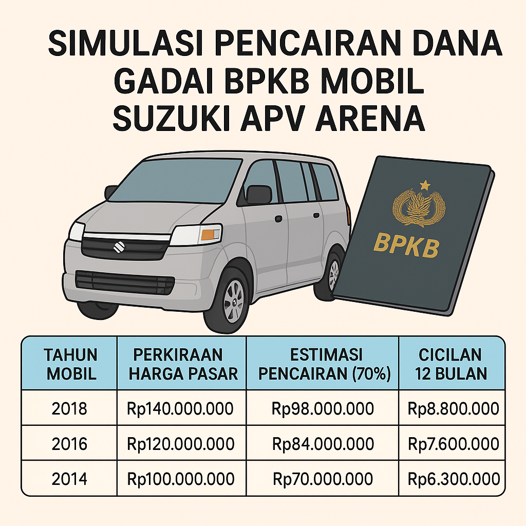 Tips Hitung Cepat Pencairan Dana Kredit Jaminan BPKB Suzuki APV Arena