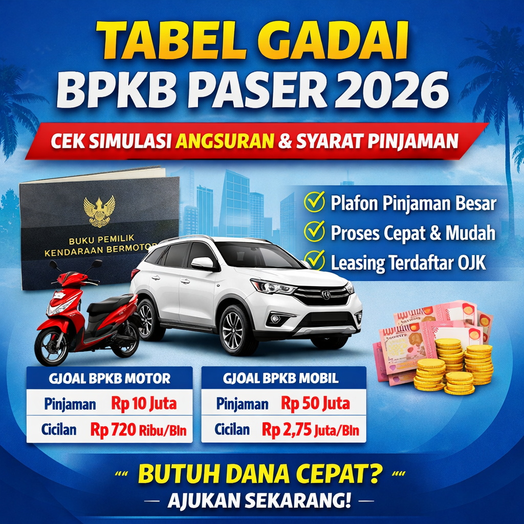 Update Tabel Kredit Jaminan BPKB Paser Hari Ini, Cek Plafon dan Angsuran