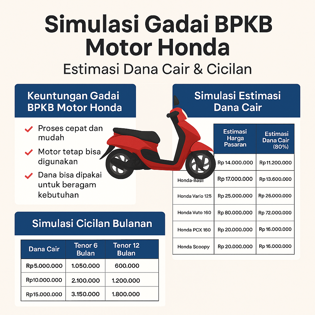 Simulasi Kredit Jaminan BPKB Motor Honda | Hitung Sebelum Kamu Ajukan